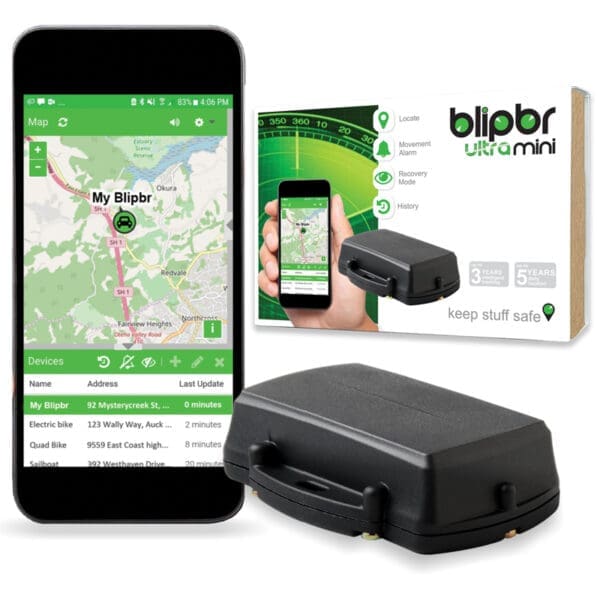 Blipbr Ultra Mini GPS Asset Tracker extra long-life battery powered 10 years once daily | 3 years trip tracking | IP68 water+dust proof 4G Cellular