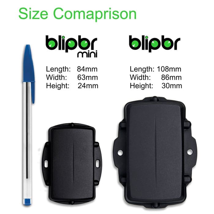 Blipbr size comparison compact small gps tracker